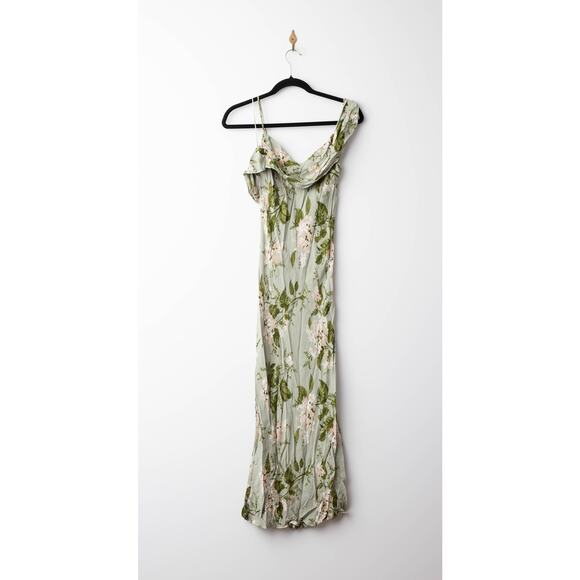Reformation Green Floral Chiffon Reya Dress - Picture 5 of 11